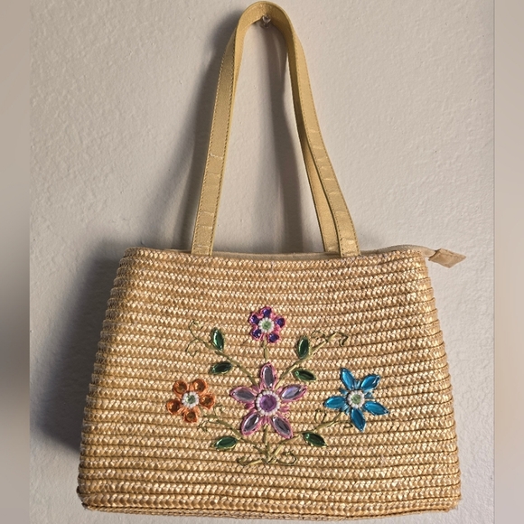 Floral Bejeweled Woven Purse - Picture 10 of 10